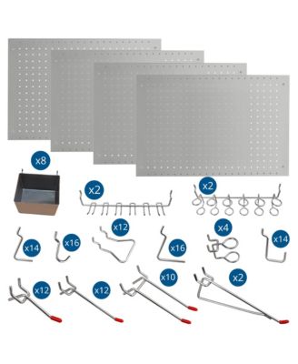 24"x16" Pegboard Wall Organizer 128 PC Kit, Gray