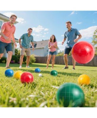 Outdoor Bocce Ball Game Set with Resin Balls Carry Bag and Accessories