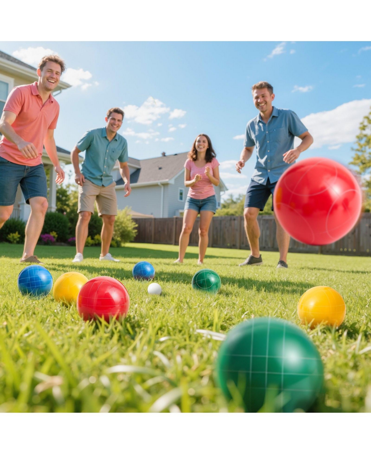 Hongge Outdoor Bocce Ball Game Set with Resin Balls Carry Bag and Accessories