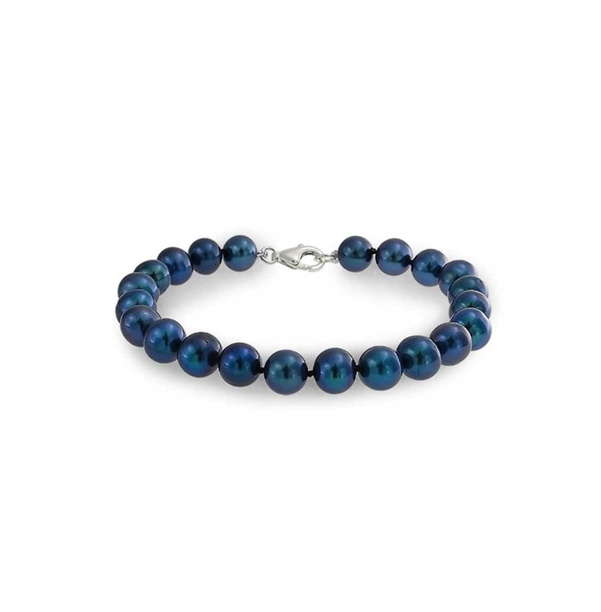 Bling Jewelry Peacock Blue Black Freshwater Cultured Pearl Jewelry Set Necklace Bracelet Earrings