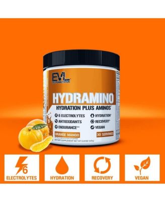 HYDRAMINO Complete Hydration Multiplier |Vitamin C & B, Fluid Boosting Aminos, Coconut Water, Endurance, Recovery, Orange Mango