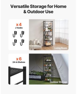 6-Tier Foldable Storage Shelf, No-Assembly Metal Rack w/ Wheels & Hooks