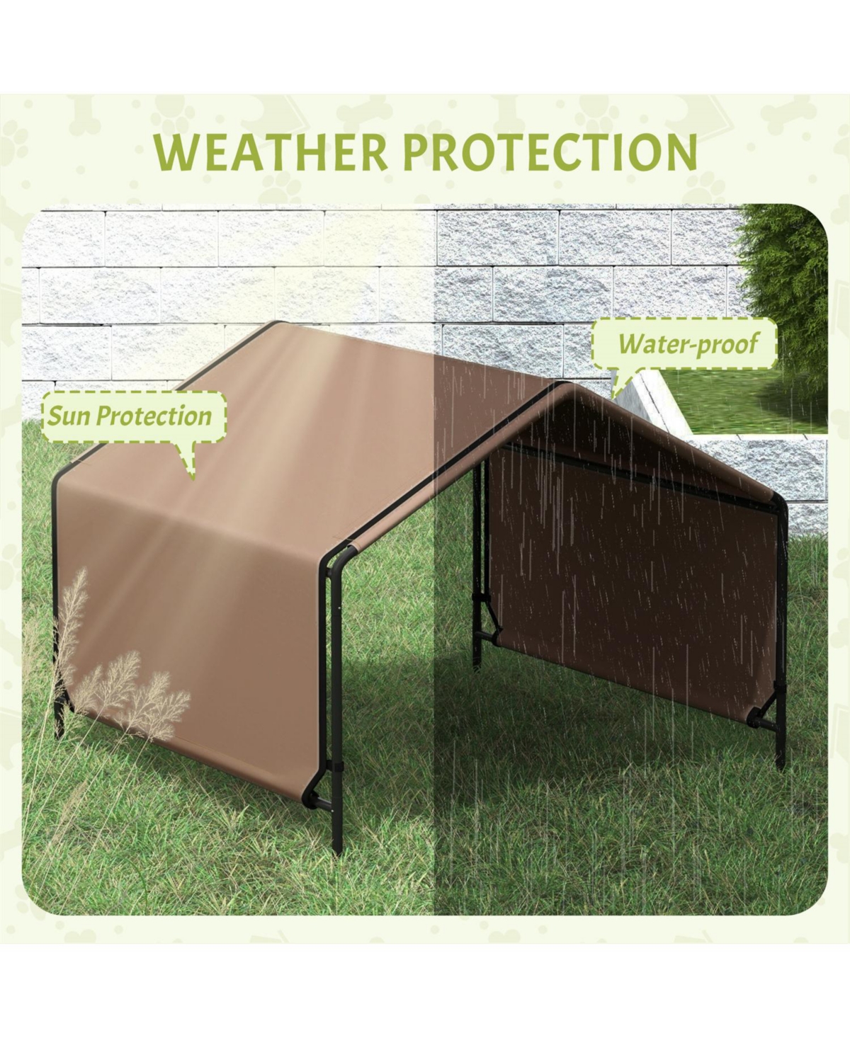 Aostirmotor Dog Tent with Water Resistant for Outdoor Shade Protection in Brown