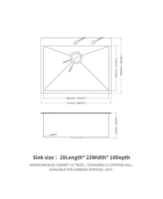 huluwat 28x22x10inch Gunmetal Black Kitchen Sink Drop In Topmount Stainless Steel 16 Gauge