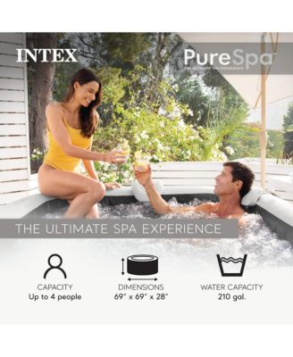 PureSpa Greystone Deluxe 4 Person Inflatable Hot Tub Square Spa, 69" x 28"