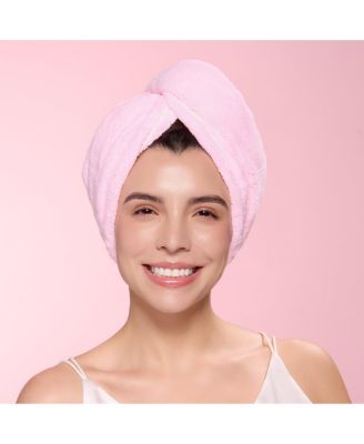 Plush Hair Wrap Towel - Standard Ultra-Absorbent Coral Fleece - Blush