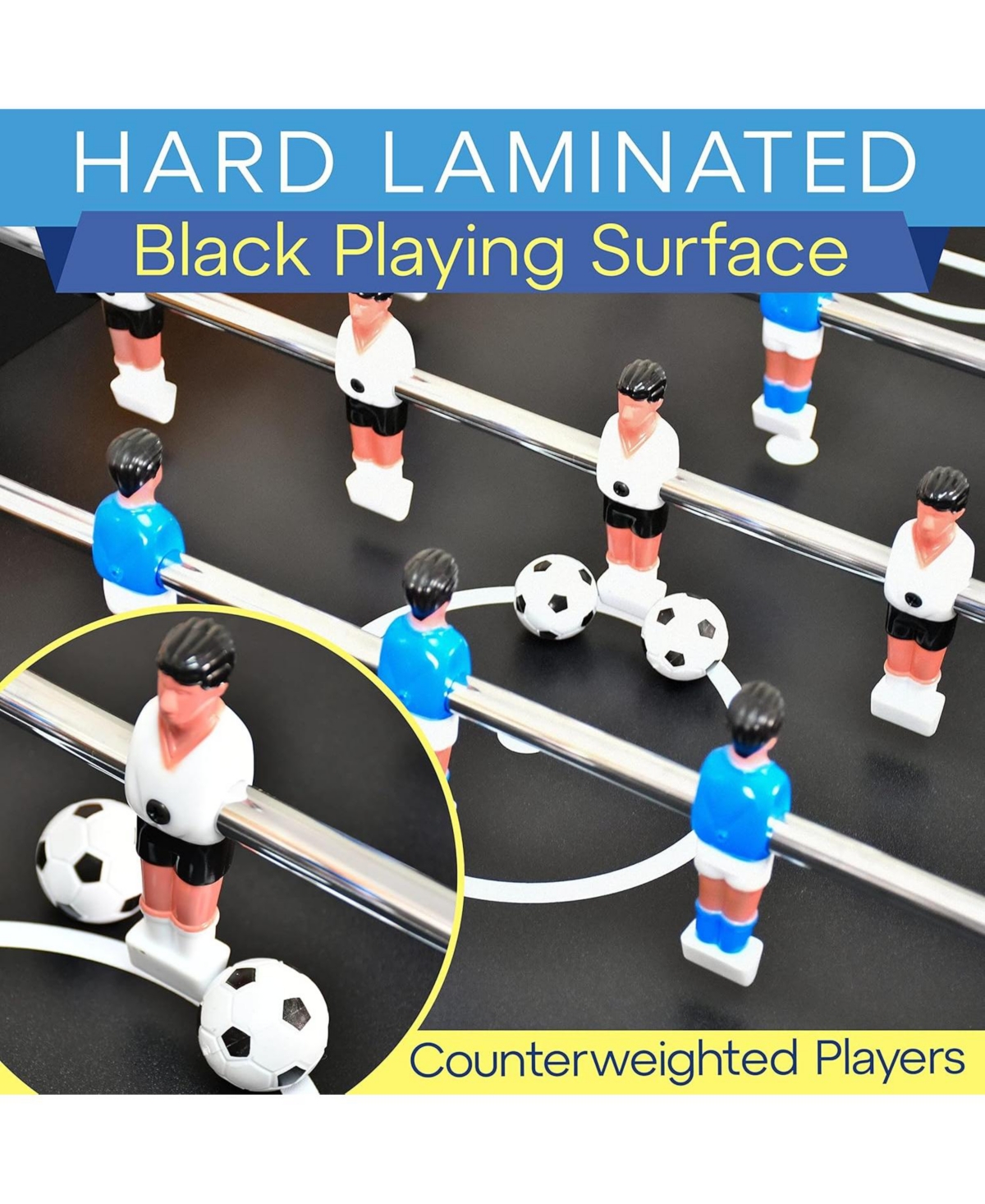 SereneLife 48” Competition Foosball Table – Height Adjustable Arcade Soccer Game with Cup Holders & 2 Balls for Home