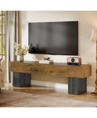 63" TV Stand, Farmhouse Entertainment Center, Low TV Console Table, Long Media Console Television Stands for 55/60/65 Inches TV