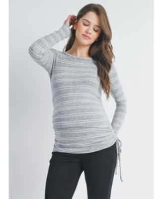 Maternity Striped Side Long Ruched Top