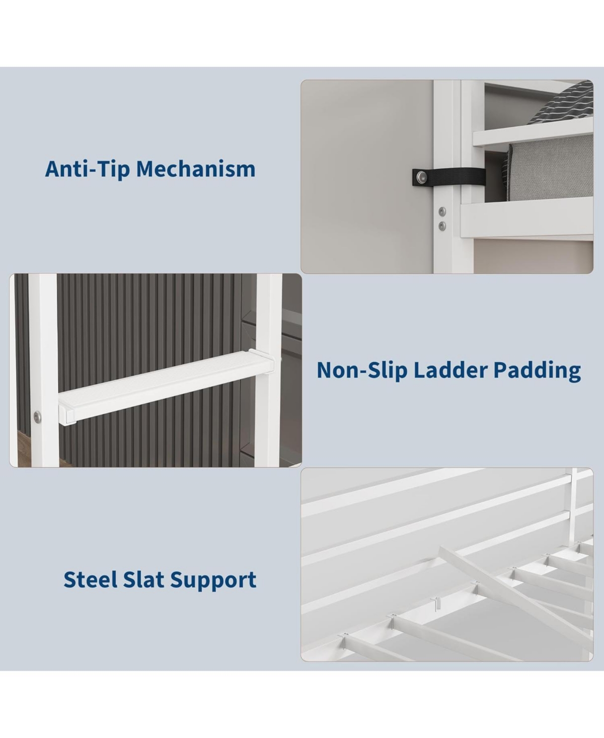 gaomon Loft Bed Twin with Large Desk and 2-Tier Storage Shelves, Heavy Duty Metal Ladder Guardrail