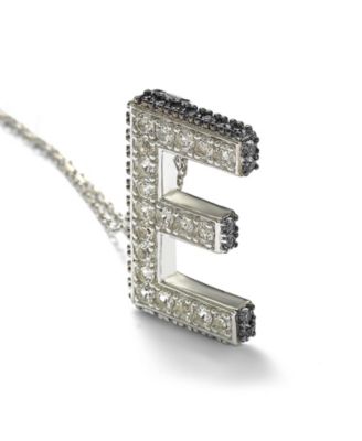 Suzy Levian Sterling Silver Sapphire 3-D Letter "E" Initial Pendant