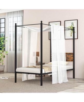  4-Post Canopy Bed Frame Rustproof Metal Noise-free with Foot Pads
