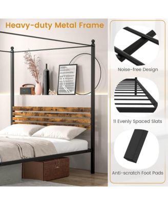  4-Post Canopy Bed Frame Rustproof Metal Noise-free with Foot Pads
