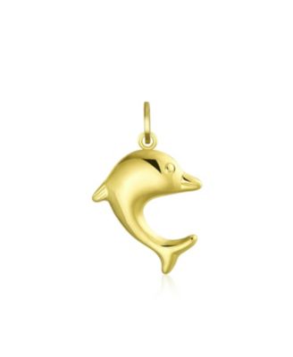 Nautical Jewelry Tiny 14K Yellow Gold Dolphin Pendant Necklace No Chain