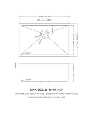 28x18x10inch Gunmetal Black Undermount Kitchen Sink Single Bowl Stainless Steel 16 Gauge