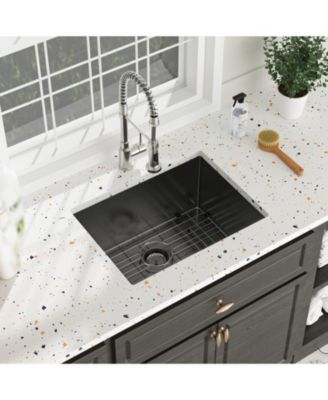 huluwat 24x18x12 Inch Undermount Gunmetal Black Laundry Utility Sink 16 Gauge T304 Stainless Steel Deep Single Bowl