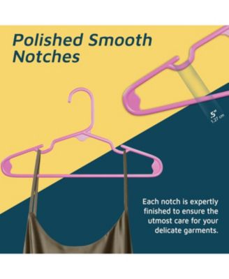 Kids Plastic Hangers, Pink, 11.6", with shoulder notches, space-saving, hold 5 lbs, ideal for baby, toddler & kids  clothes, 50-pack.