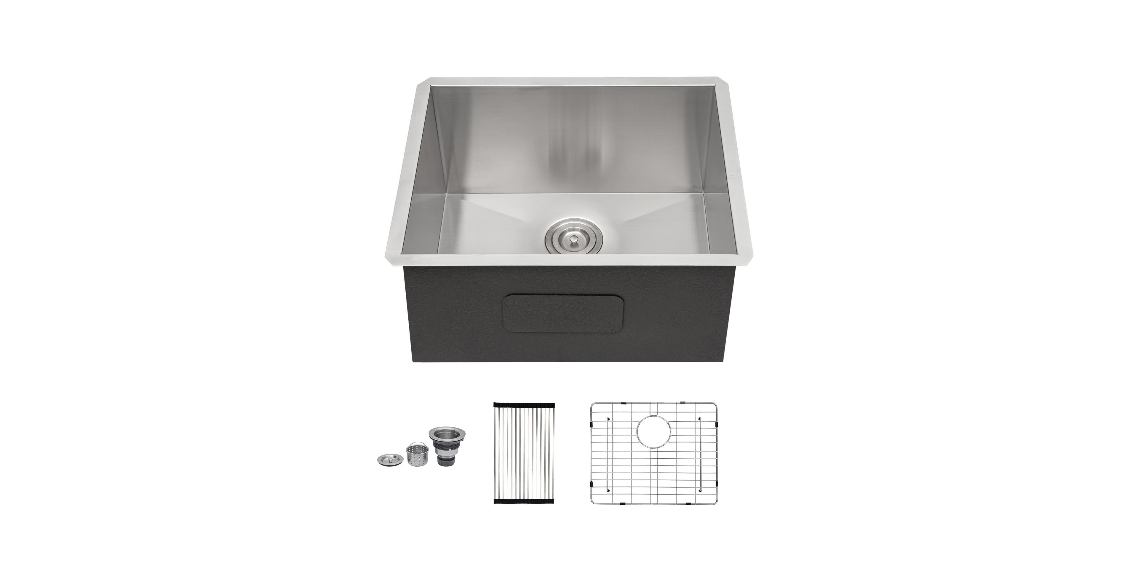 Flynama 21" x 18" x 12" Undermount Laundry Sink, Stainless Steel, Deep Single Bowl, 16-Gauge Utility Tub