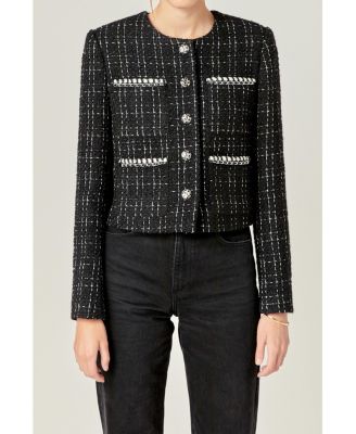 Women's Black and White Tweed Jacket