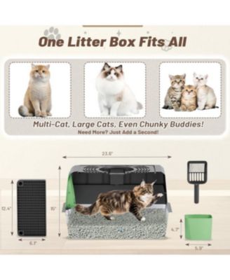 Extra Large Enclosed Stainless Steel Cat Litter Box Enclosure with Lid
