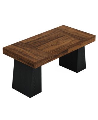 Dining Room Table for 4-6, 55-Inch Mid-Century Modern Dining Table with Double Pedstral, Rectangular Wood Kitchen Dinner Table