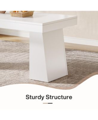 Dining Room Table for 4-6, 55-Inch Mid-Century Modern Dining Table with Double Pedstral, Rectangular Wood Kitchen Dinner Table