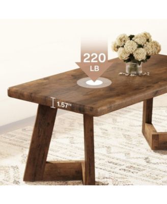 Coffee Table, Farmhouse Center Table with V-Shaped Legs, 47.2 x 23.6 Inches Rectangle Living Room Tables, Easy to Assemble, Rustic Brown