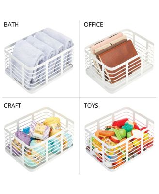 Metal Pantry Basket with Handles - Set of 2 - Matte White