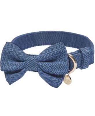 Textured Tweed Dog Collar With Detachable Bowtie Accessory