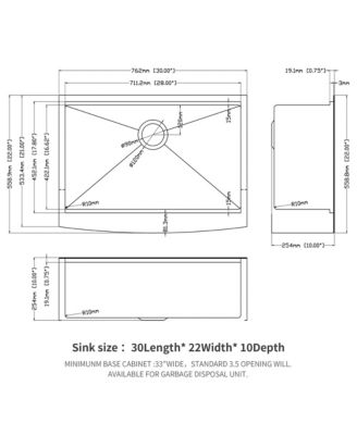 30x22x10inch Gunmetal Farmhouse Kitchen Sink Workstation Apron Front Stainless Steel