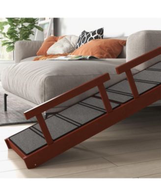 Dog Ramp with Removable Guardrails in Brown and Gray