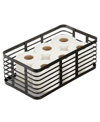 Metal Pantry Basket with Handles - Set of 2, Matte Black