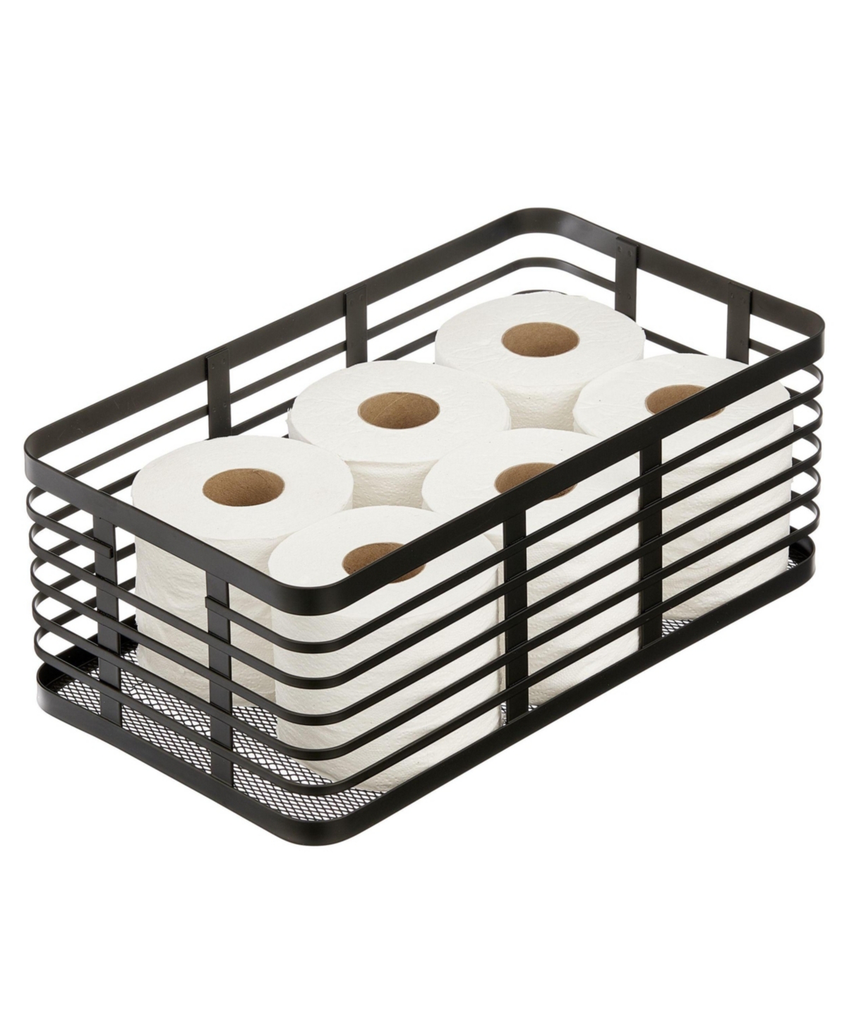 Metal Pantry Basket with Handles - Set of 2, Matte Black