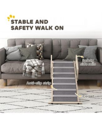 Dog Step with Side Rails Dog Ramp in Natural