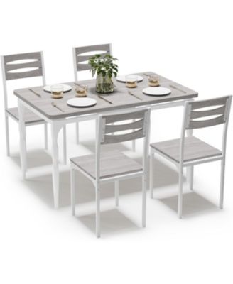 5 Piecs Dining Table Set, Farmhouse Style Dining Table and Chairs Set for 4, Dining Set for Dining Room Kitchen Apartment, Modern Sturdy Table