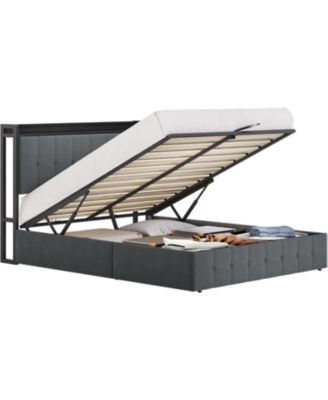 Upholstered Bed Frame  with Lift Up Storage, Storage Bed Frame, Metal Platform Bed, No Box Spring Needed, Noise Free, Full Queen King