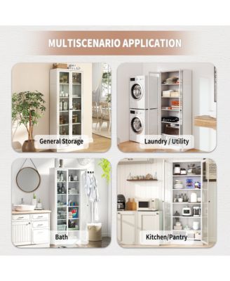 Metal Kitchen Pantry Cabinet - Storage with 5 Adjustable Shelves, Freestanding Cabinet for Kitchen, Living Room