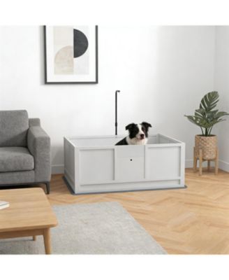 48.8 in. W Spacious Whelping Box for Dogs in White
