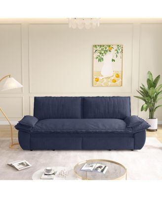 Corduroy Queen Sleeper Sofa Bed with Pull-Out for Small Spaces