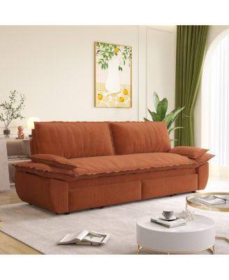 Corduroy Queen Sleeper Sofa Bed with Pull-Out for Small Spaces