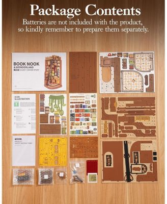 Book Nook Kit, DIY Miniature House Kit, 3D Wooden Puzzle Bookends,Bookshelf Decor, Simple Assembly Dollhouse Kit, Creative Unique Gifts