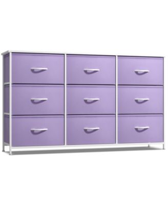9 Drawers Dresser- Storage Unit with Steel Frame, Wood Top, Fabric Bins