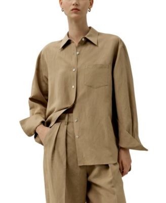 Women's Oversized Silk-Linen Blend Shirt