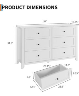 6 Drawer Dresser for Bedroom, Modern Wood Storage Cabinet for Living Room, Closet or Entryway