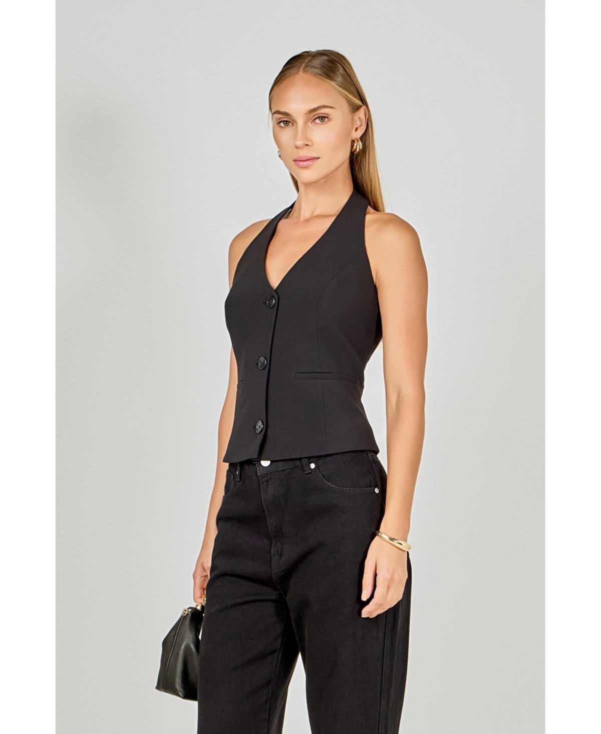 endless rose Women's Halter Neck Open Back A-Line Vest