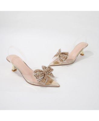 Ninetta Clear Slingback Heels with Crystal Bow