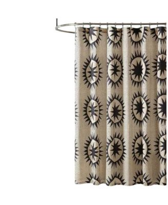 Cotton Poly Shower Curtain with Cream Brown Medallion