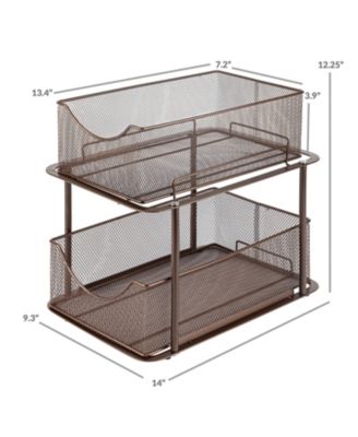 2 Tier Baskets with Mesh Sliding Drawers - Ideal Cabinet, Under the Sink - Great for Bathroom, Kitchen, Office, etc