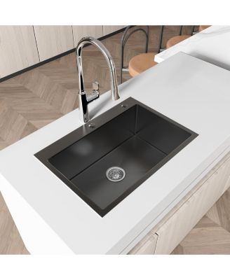 23x19inch Black Stainless Steel Kitchen Sink Undermount Single Bowl Handmade