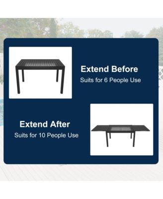 7-Piece Outdoor Dining Set with Aluminum Extendable Table 53"- 106" and Swivel Dining Chair